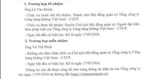 ACV có quyền Chủ tịch HĐQT thay ông Vũ Thế Phiệt