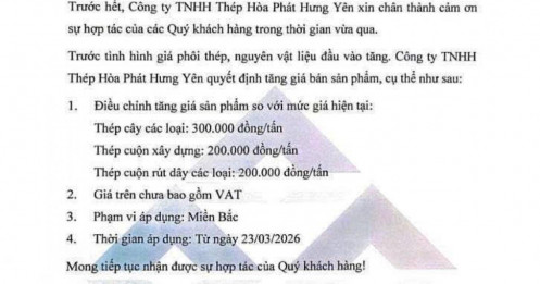 Giá thép trong nước đồng loạt tăng