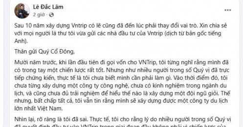 Biến động lớn tại Vntrip: Ông Lê Đắc Lâm rút lui