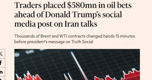 Bí ẩn cú đặt cược 600 triệu USD rằng giá dầu sẽ giảm vài phút trước bài đăng của ông Trump