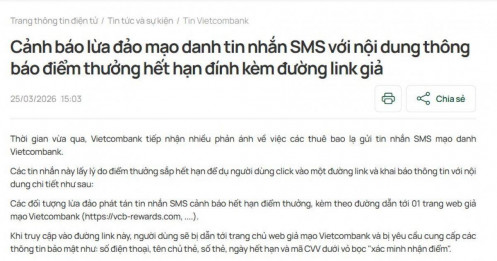 Vietcombank cảnh báo khẩn