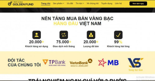 Nền tảng vàng Golden Fund gặp sự cố lớn, người dùng hoang mang