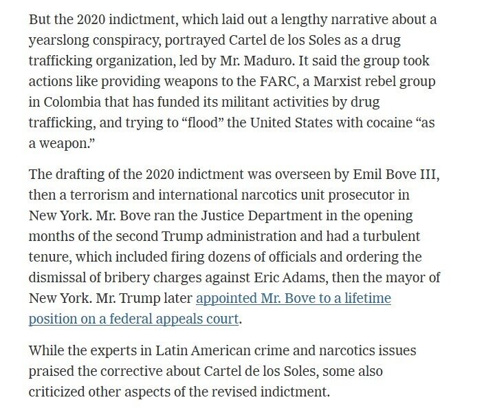 Bộ Tư pháp Mỹ rút cáo buộc ông Maduro là trùm băng đảng ma túy ‘Cartel de los Soles’