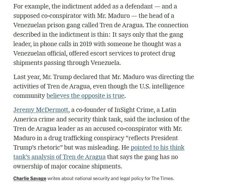 Bộ Tư pháp Mỹ rút cáo buộc ông Maduro là trùm băng đảng ma túy ‘Cartel de los Soles’