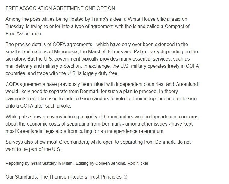 Mỹ xem xét trả tiền cho người dân Greenland để sáp nhập hòn đảo