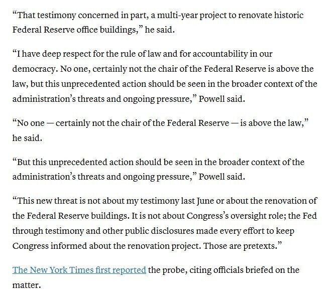 Nóng: Điều tra hình sự Chủ tịch Fed Jerome Powell