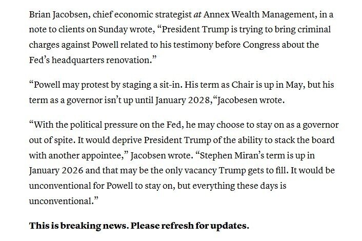 Nóng: Điều tra hình sự Chủ tịch Fed Jerome Powell