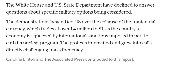 Ông Trump cân nhắc tấn công Iran