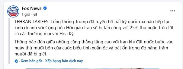 Ông Trump đe dọa áp thuế 25% lên các nước làm ăn với Iran