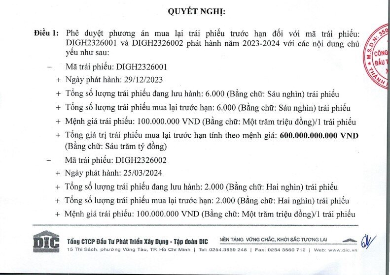 DIG sắp chi 800 tỷ đồng đưa dư nợ trái phiếu về 0