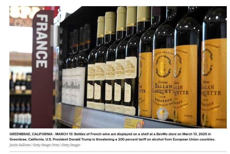 Ông Trump dọa áp thuế 200% ‘đặc sản’ của Pháp, cổ phiếu loạt ông lớn lao dốc, thị trường chìm trong sắc đỏ