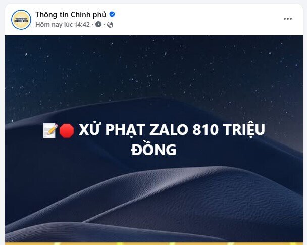 Xử phạt Zalo 810 triệu đồng