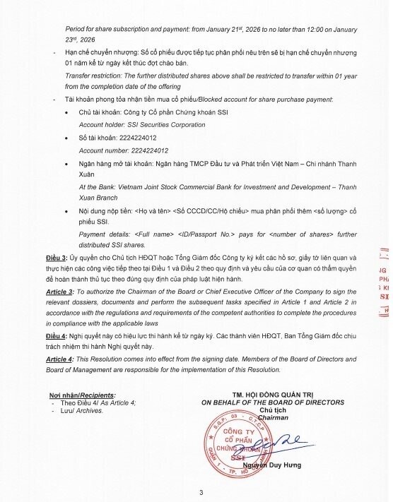 SSI tiếp tục chào bán gần 11,6 triệu cổ phiếu