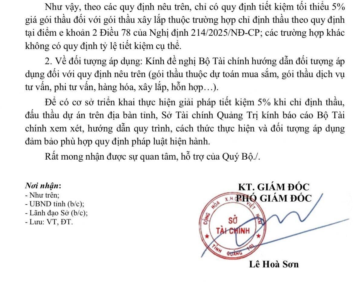 Địa phương lúng túng trước thông báo tiết kiệm 5% trong đấu thầu của Văn phòng Chính phủ