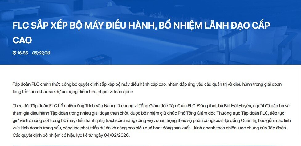 FLC thay TGĐ sau khi cựu Chủ tịch Trịnh Văn Quyết tái xuất thương trường
