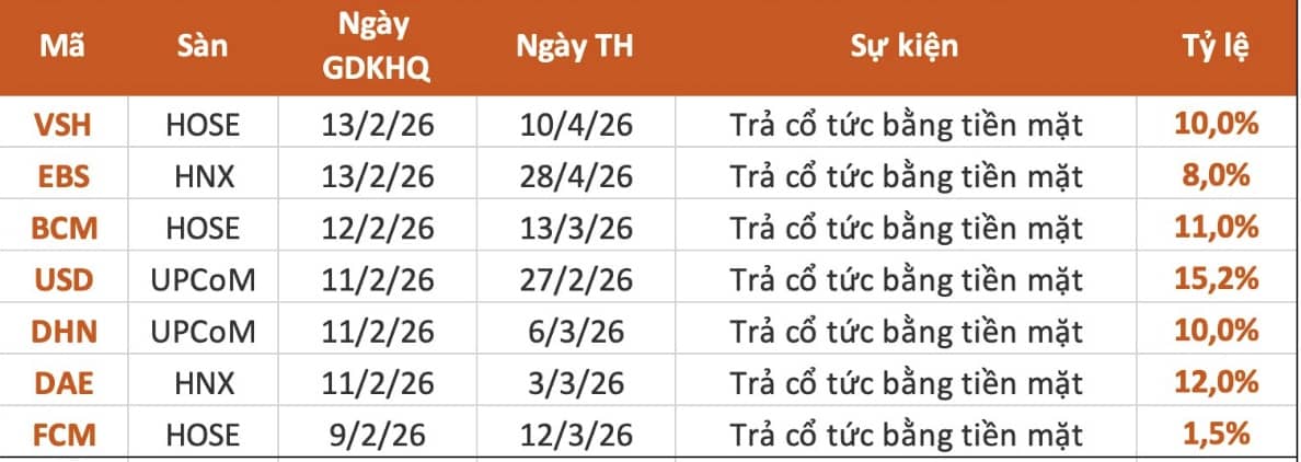 7 doanh nghiệp trả cổ tức bằng tiền mặt trong tuần này, cao nhất 12%