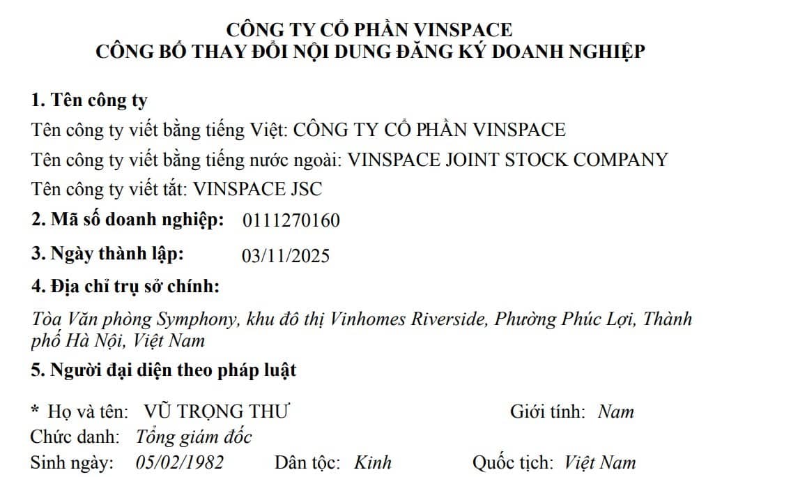 VinSpace của tỷ phú Phạm Nhật Vượng có Tổng giám đốc mới