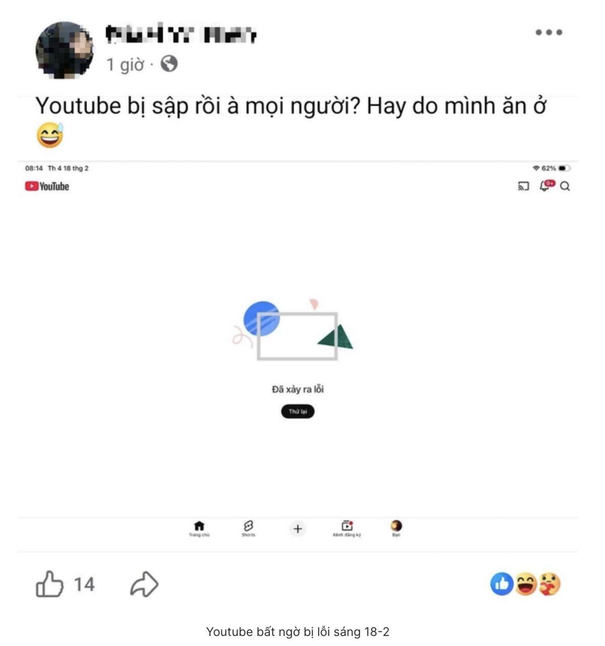 Youtube bất ngờ bị sập vào sáng mùng 2 Tết
