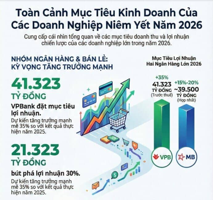 VPB, MBB, MSN, MWG… đồng loạt nâng chỉ tiêu 2026, thị trường đón sóng mới?