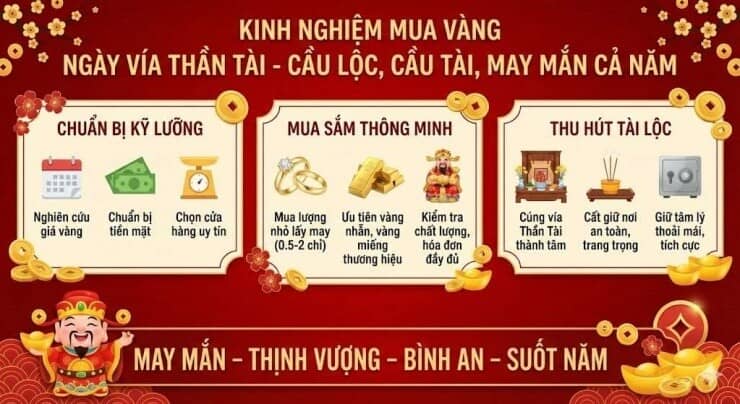 Kinh nghiệm mua vàng ngày vía Thần Tài đầy đủ nhất, cầu lộc, cầu tài, may mắn cả năm
