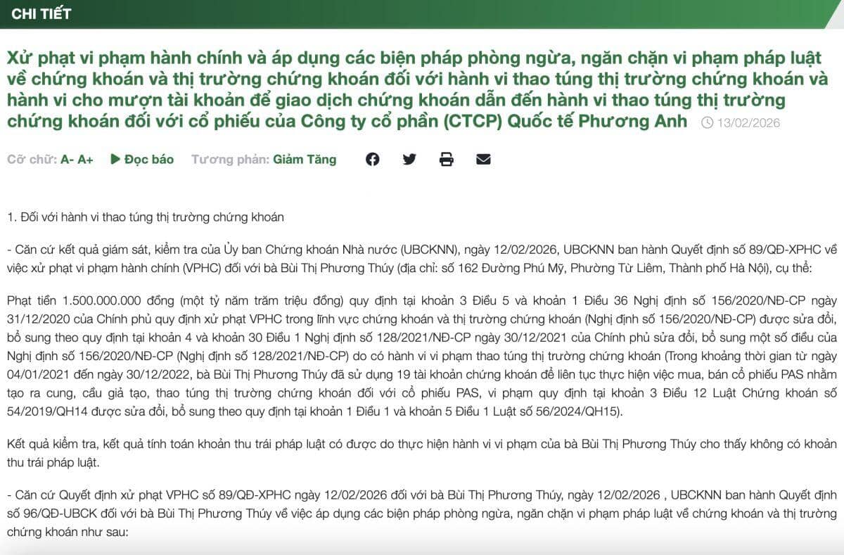 Dùng 19 tài khoản thao túng cổ phiếu, một cá nhân bị phạt 1,5 tỷ, 16 người bị cấm giao dịch 2 năm