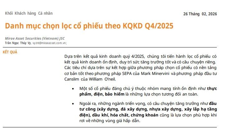Danh mục hàng loạt cổ phiếu hấp dẫn nhờ tăng trưởng lợi nhuận