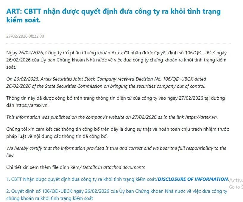 CTCK liên quan đến ông Trịnh Văn Quyết ra khỏi diện kiểm soát