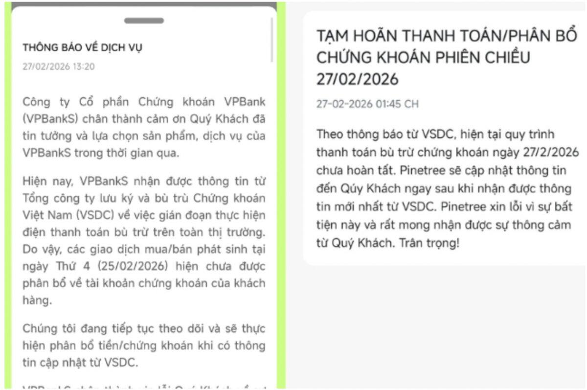 Nóng: Chậm thanh toán bù trừ giao dịch chứng khoán, hàng T+2 bị kẹt