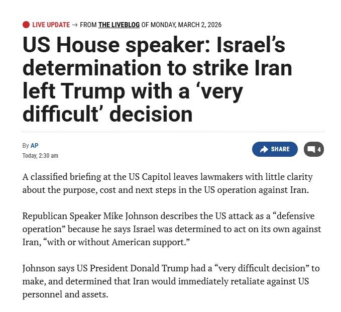 Times of Israel: Tổng thống Trump 'cực chẳng đã' đánh Iran vì Israel