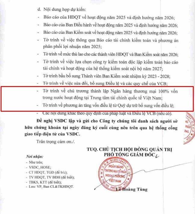 Vietcombank chuẩn bị bước đi lớn: Tăng vốn điều lệ, lập ngân hàng tại Trung tâm tài chính quốc tế