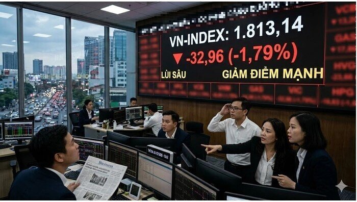 VN-Index lại rơi tự do gần 33 điểm