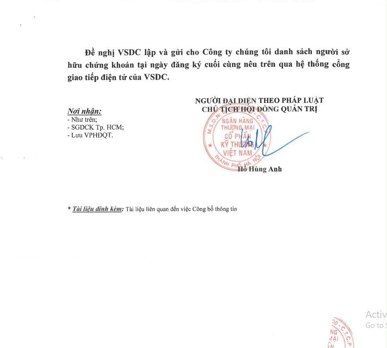 Techcombank (TCB) ấn định ngày chốt quyền tham dự ĐHĐCĐ năm 2026