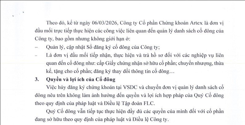 VSDC hủy đăng ký hơn 700 triệu cổ phiếu của Tập đoàn FLC