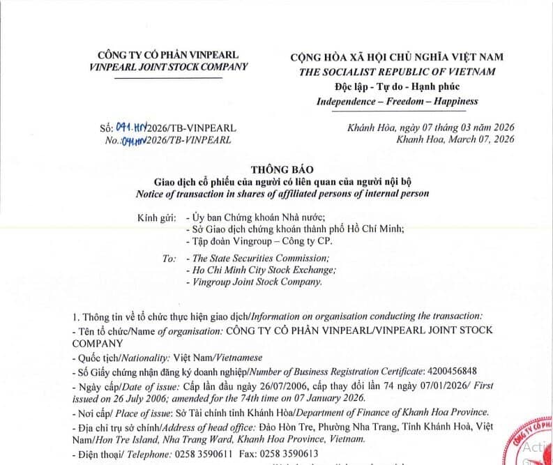 Thương vụ nghìn tỷ: Vinpearl sắp chuyển nhượng 90 triệu cổ phiếu VIC, giá trị hơn 14.000 tỷ đồng