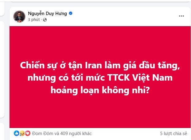 Chiến sự ở tận Iran nhưng có tới mức TTCK Việt Nam hoảng loạn?