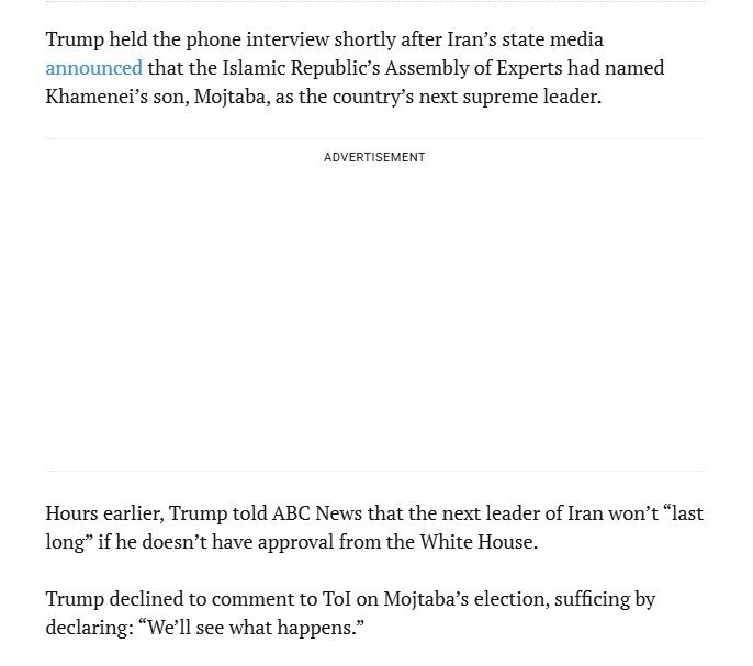 TT Trump tuyên bố: 'Tôi và Thủ tướng Israel sẽ quyết định khi nào xung đột kết thúc'