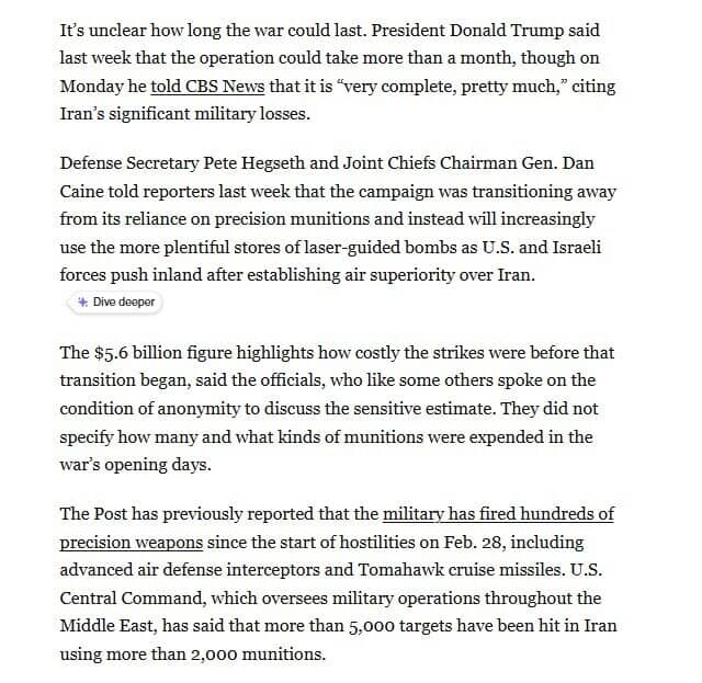 Lầu Năm Góc: Mỹ ‘đốt’ 5,6 tỷ USD vũ khí chỉ trong hai ngày đầu tấn công Iran, hiện phải dùng bom rẻ tiền