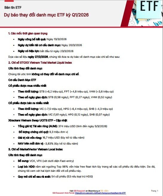 Sóng cơ cấu ETF: HPG, VIX, VIC đứng trước áp lực bán lớn, cổ phiếu chứng khoán hút tiền