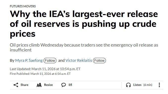 IEA xả kho kỷ lục 400 triệu thùng, vì sao giá dầu vẫn tăng vọt?