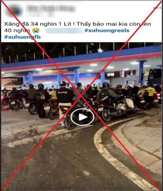 Nhân viên bán xe điện loan tin "xăng đã lên 34.000 đồng, mai kia còn lên 40.000 đồng" bị xử lý