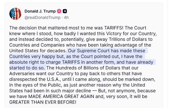 TT Trump tuyên bố sẽ áp thuế quan theo hình thức khác