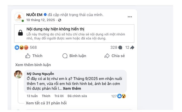 Facebook ông Hoàng Hoa Trung biến mất, dự án "Nuôi em" lại "nóng"