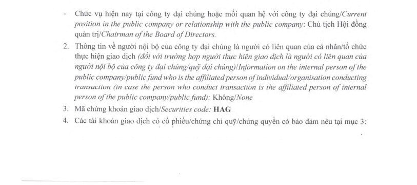 Bầu Đức mua thành công 5 triệu cổ phiếu HAG