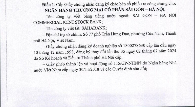 SHB được cấp Giấy phép đăng ký chào bán cổ phiếu ra công chúng
