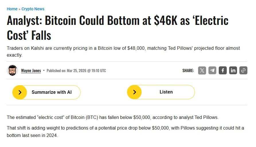 Bitcoin sẽ rơi về 46.000 USD vì 2 lý do