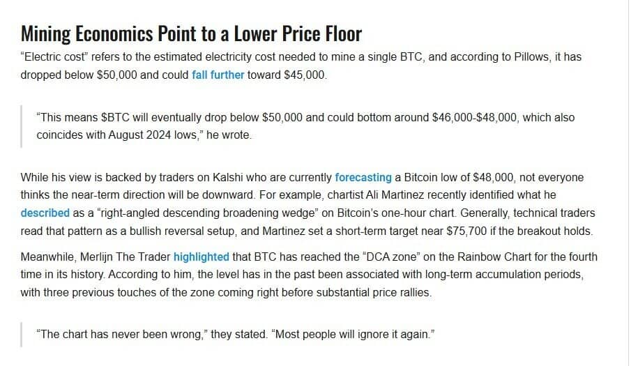 Bitcoin sẽ rơi về 46.000 USD vì 2 lý do