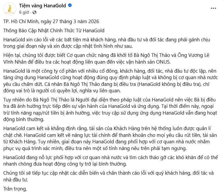 Tài sản của nhà đầu tư HanaGold đang ở đâu?