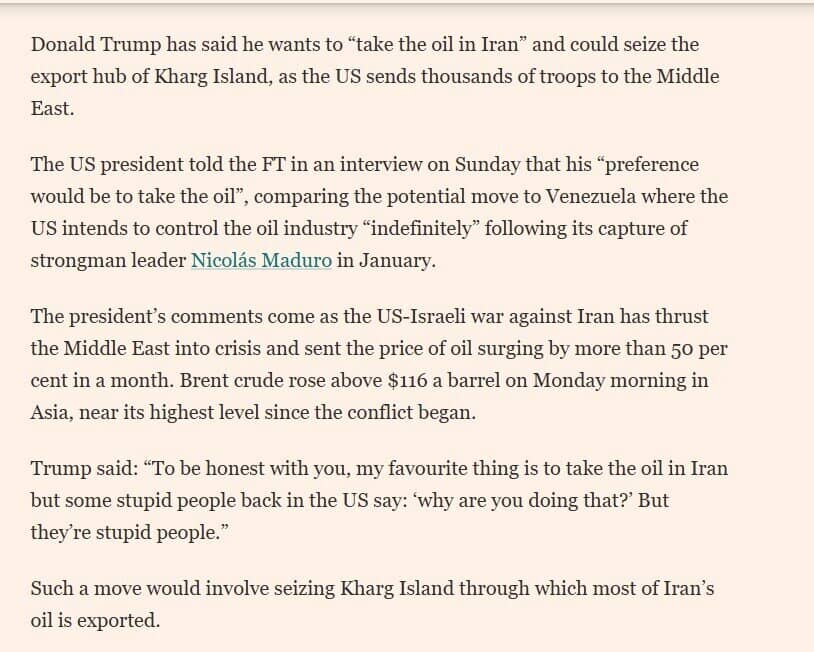 Tổng thống Trump: Mỹ muốn có dầu Iran
