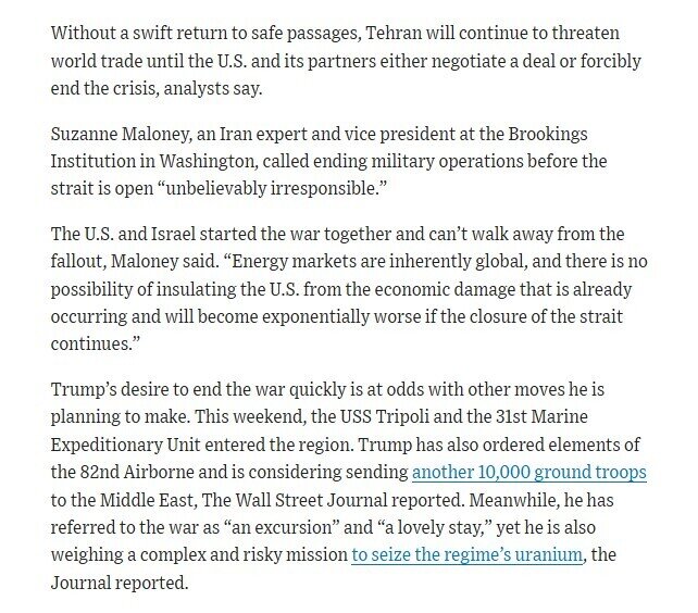 TT Trump nói với trợ lý sẵn sàng chấm dứt chiến tranh Iran mà không mở lại Hormuz