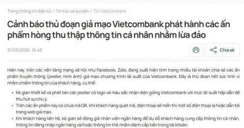 Thực hư việc Vietcombank trả lãi suất huy động tới 9%/năm